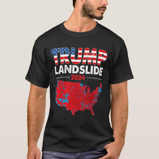 2024年選挙マップトランプ地滑り赤選挙区 Tシャツ (正面)
