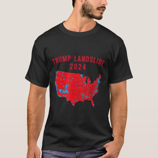 2024年選挙マップトランプ地滑り赤選挙区 Tシャツ (正面)