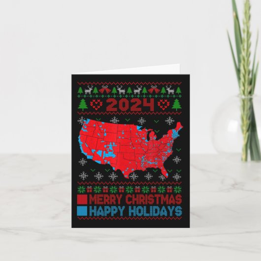 2024年選挙マップトランプ地滑り醜いクリスマス カード (正面)