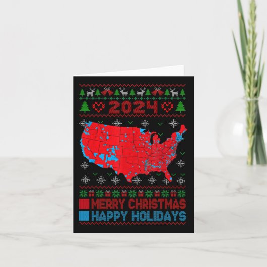 2024年選挙マップトランプ地滑り醜いクリスマス カード (正面)