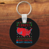2024年選挙マップトランプ地滑り醜いクリスマス キーホルダー (正面)