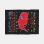 2024年選挙マップトランプ地滑り醜いクリスマス フリースブランケット (正面(横))