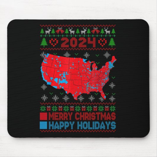 2024年選挙マップトランプ地滑り醜いクリスマス マウスパッド (正面)