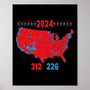 2024年選挙マップトランプ312赤2024選挙区 ポスター