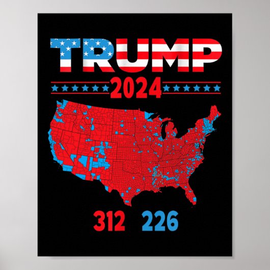 2024年選挙マップトランプ312赤2024選挙区 ポスター (正面)