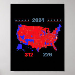 2024年選挙マップトランプ312赤2024選挙区 ポスター