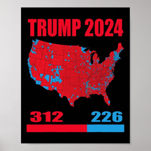 2024年選挙マップトランプ312赤2024選挙区 ポスター (正面)