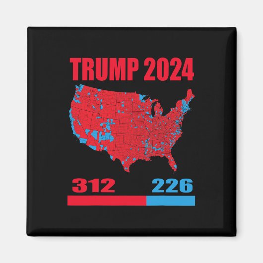 2024年選挙マップトランプ312赤2024選挙区 マグネット (正面)