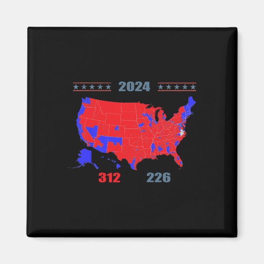 2024年選挙マップトランプ312赤2024選挙区 マグネット (正面)