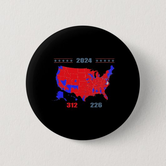 2024年選挙マップトランプ312赤2024選挙区 缶バッジ (正面)