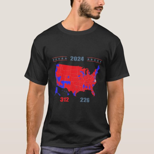 2024年選挙マップトランプ312赤2024選挙区 Tシャツ (正面)
