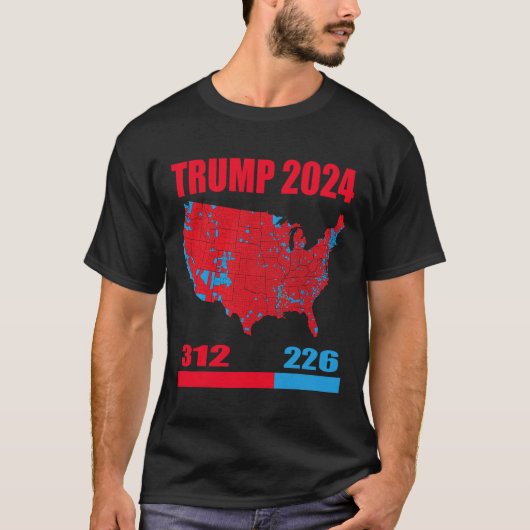 2024年選挙マップトランプ312赤2024選挙区 Tシャツ (正面)