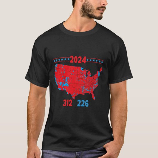 2024年選挙マップトランプ312赤2024選挙区 Tシャツ (正面)