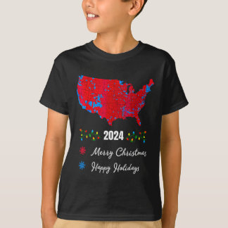 2024年選挙マップメリークリスマストランプニュープレシ Tシャツ