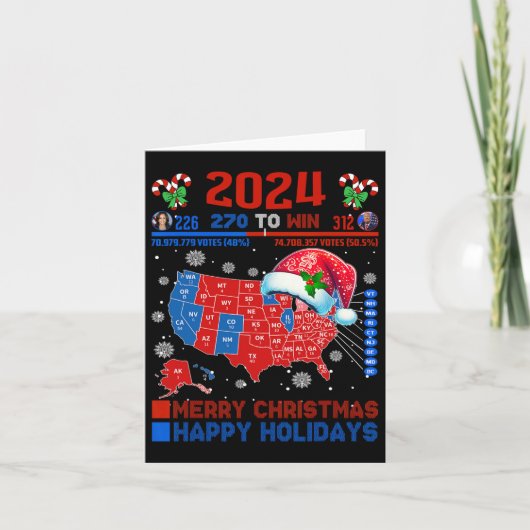 2024年選挙マップメリークリスマストランプ地滑り カード (正面)