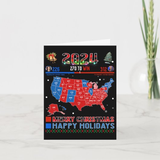 2024年選挙マップメリークリスマストランプ地滑り カード (正面)