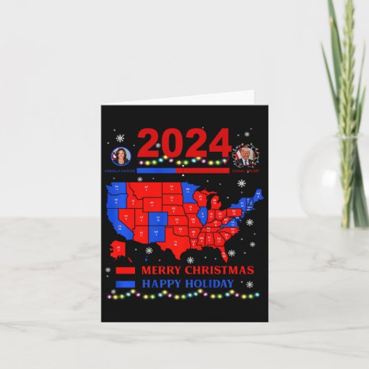 2024年選挙マップメリークリスマストランプ地滑り カード (正面)