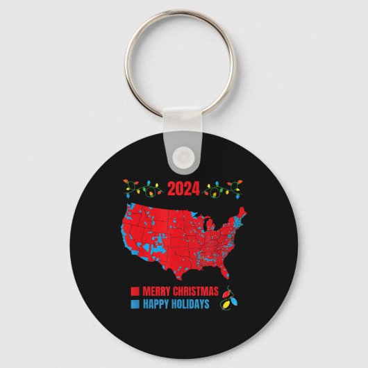 2024年選挙マップメリークリスマストランプ地滑り キーホルダー (正面)