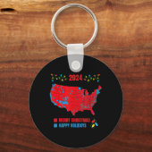 2024年選挙マップメリークリスマストランプ地滑り キーホルダー (正面)