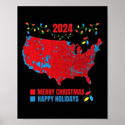 2024年選挙マップメリークリスマストランプ地滑り ポスター (正面)