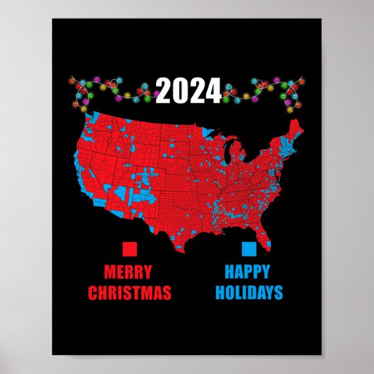 2024年選挙マップメリークリスマストランプ地滑り ポスター (正面)