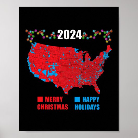 2024年選挙マップメリークリスマストランプ地滑り ポスター (正面)
