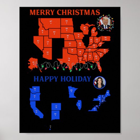 2024年選挙マップメリークリスマストランプ地滑り ポスター (正面)