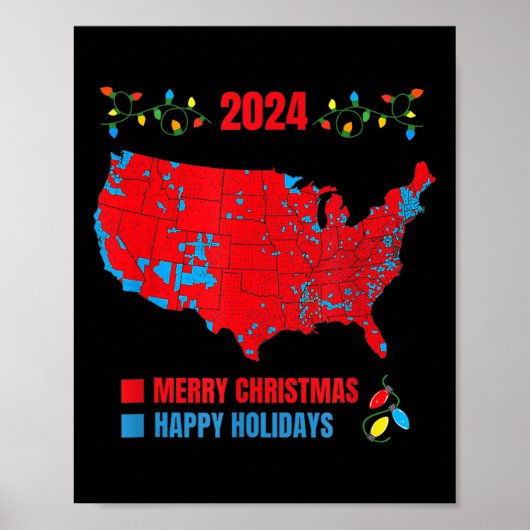 2024年選挙マップメリークリスマストランプ地滑り ポスター (正面)