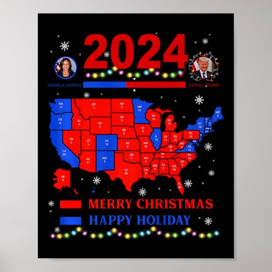 2024年選挙マップメリークリスマストランプ地滑り ポスター (正面)