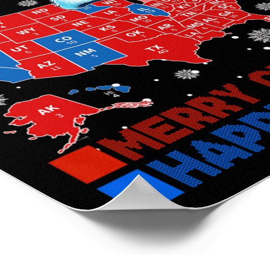 2024年選挙マップメリークリスマストランプ地滑り ポスター (角)