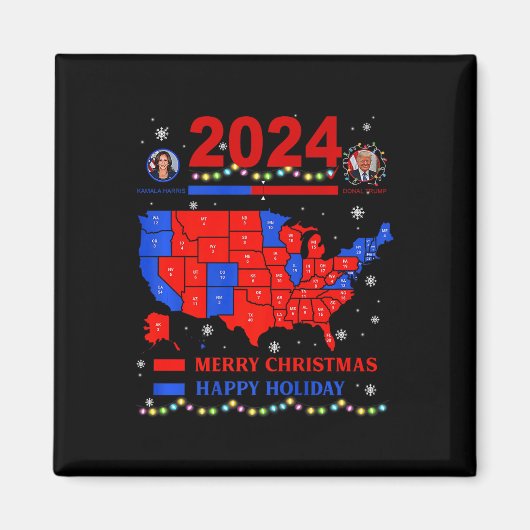 2024年選挙マップメリークリスマストランプ地滑り マグネット (正面)