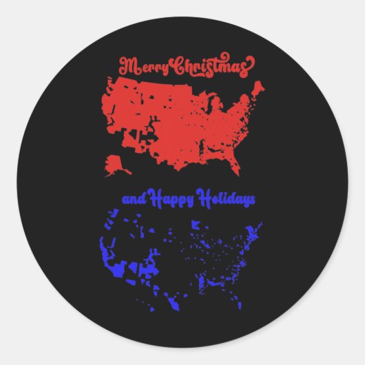 2024年選挙マップメリークリスマストランプ地滑り ラウンドシール (正面)