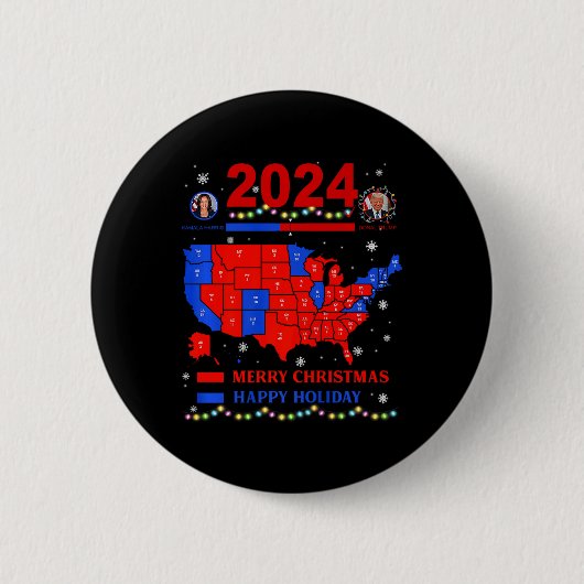 2024年選挙マップメリークリスマストランプ地滑り 缶バッジ (正面)