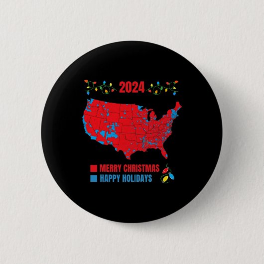 2024年選挙マップメリークリスマストランプ地滑り 缶バッジ (正面)