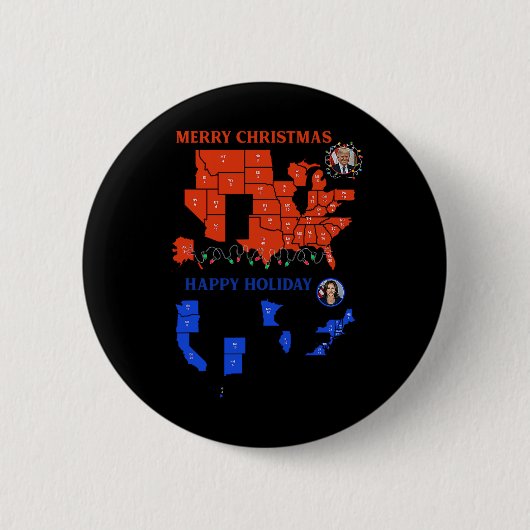 2024年選挙マップメリークリスマストランプ地滑り 缶バッジ (正面)