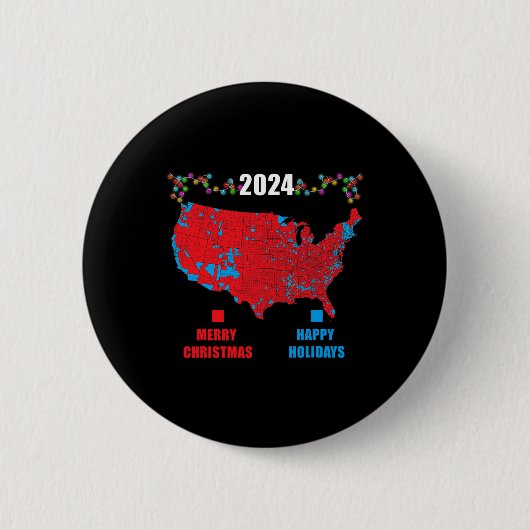 2024年選挙マップメリークリスマストランプ地滑り 缶バッジ (正面)