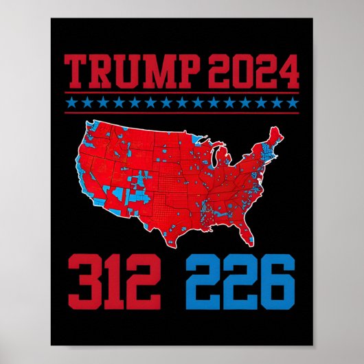 2024年選挙マップ 312 レッド 2024年選挙結果 M ポスター (正面)