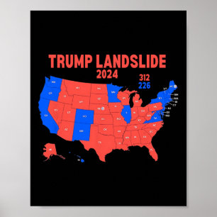 2024年選挙人地図トランプ312地滑り ポスター
