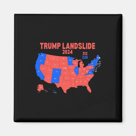 2024年選挙人地図トランプ312地滑り マグネット (正面)