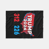 2024年選挙人地図トランプ312赤選挙人2024 Res フリースブランケット (正面(横))