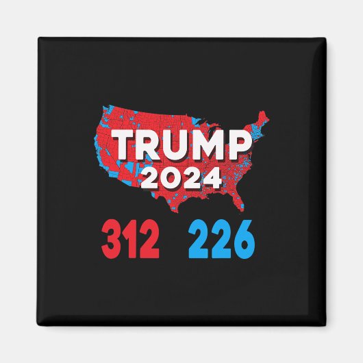 2024年選挙人地図トランプ312赤選挙人2024 Res マグネット (正面)