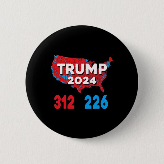 2024年選挙人地図トランプ312赤選挙人2024 Res 缶バッジ (正面)