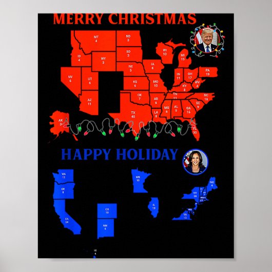 2024年選挙地図 メリークリスマス トランプ地滑り的勝利 ポスター (正面)