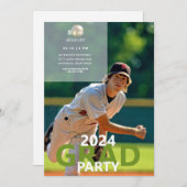 2024年野球写真 卒業パーティー 招待状 (正面/裏面)