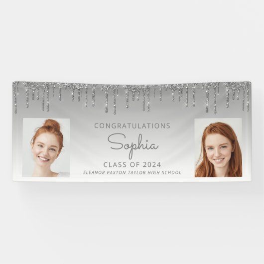 2024年銀グリッター2写真卒業 横断幕 (横)
