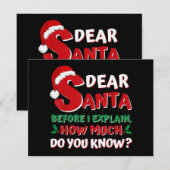 2024年面白いクリスマスシャツ 子供 大人 サンタ 私にも説明できる シーズンカード (正面/裏面)