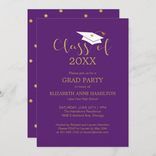 2024年高校のパーティの招待状 案内状 (正面/裏面)