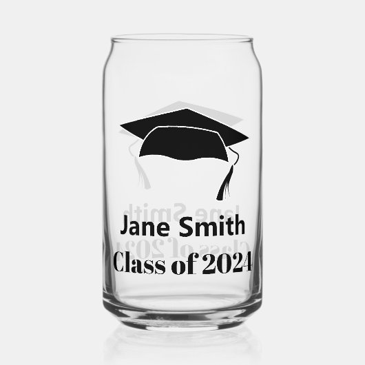 2024年黒人大学院生の名前のクラス文字Grad Cap ガラス缶 (裏面)