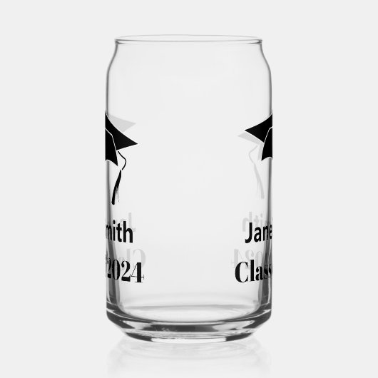 2024年黒人大学院生の名前のクラス文字Grad Cap ガラス缶 (左)