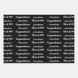 2024年黒祝賀学名のクラス ラッピングペーパーシート